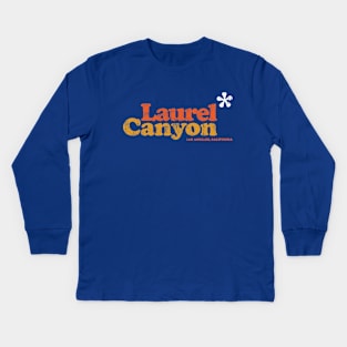 Laurel Canyon Jasmine Flower 1970's - washed out, rubbed and rolled colour print Kids Long Sleeve T-Shirt
